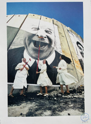 JR 28 millimeters, Face 2 face, Nuns in action, Separation Wall, Security Fence, Palestinian Side, Bethlehem, 2007