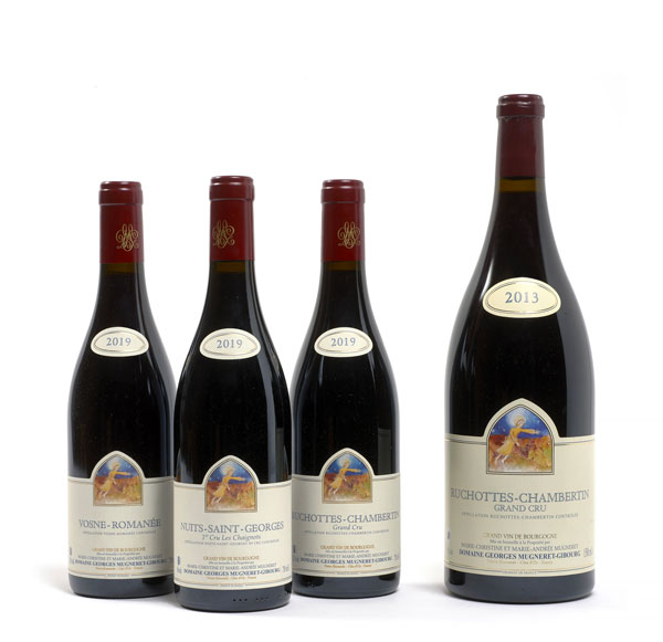 Lot 506, 463, 486, 483 Lot 506 : Vosne Romanée 2019 (250 – 270 €) Lot 463 : Nuits Saint Georges 2019 (340 – 360 €) Lot 486 : Ruchottes Chambertin 2019 (1 000 – 1 100 €) Lot 483 : Ruchottes Chambertin 2013 (2 000 – 2 100 €)