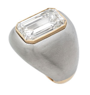 M.C. DE BROSSES  Bague or, acier, diamant 14.19 cts, LFG : I/VS1  Estimation : 80 000 – 120 000 € 