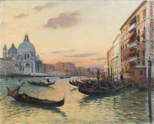 ¤ Gaston Boucart Angoulême, 1878 - 1962 Vue de la Salute depuis la Piazetta, Venise Huile sur toile