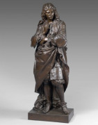 Augustin Moreau-Vauthier Paris, 1831 - 1893 Molière Bronze à patine médaille