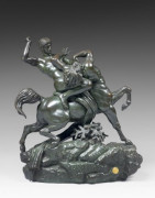 Antoine Louis BARYE Paris, 1795 - 1875 Thésée combattant le centaure Biénor Bronze à patine brun vert