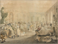 John Nixon Londres, v. 1760 - 1818 L'intérieur du café Véry au Palais-Royal Plume et encre brune, lavis brun et aquarelle