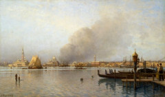 Alexandre Petrovich BOGOLYUBOV Pomeranie, 1824 - Paris, 1896 Vue du bassin de Saint Marc depuis les Giardini Huile sur toile