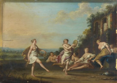 Jacques Sébastien Leclerc dit Leclerc des Gobelins Paris, 1734 - 1785 La danse et le repos Paire d'huiles sur panneaux