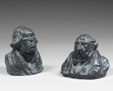 Honoré Daumier, d'après Marseille, 1808 - Valmondois, 1879 Buste-charge de Antoine Odier Epreuve en bronze à patine brune