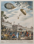 André Jacques GARNERIN, entreprit la première descente en parachute le 22 octobre 1797 (1769-1823) A view of Mons. Garnerin's Balloo...