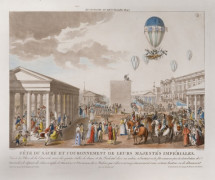 Fête du sacre et couronnement de leurs Majestés Impériales, XII Frimaire An XII (3 décembre 1804) Eau-forte coloriée de Gautier