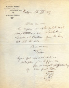 Ferdinand FERBER 1862-1909 pionnier de l'aviation, tué dans un accident d'avion 2 lettres autographes signées, 1909, à son am...