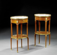 DEUX TABLES EN CHIFFONNIERE FORMANT PAIRE D'EPOQUE TRANSITION ESTAMPILLE DE CHARLES TOPINO