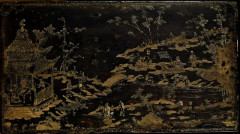 PANNEAU EN LAQUE BURGAUTÉ, CHINE, DYNASTIE QING, ÉPOQUE KANGXI (1662-1722) Rectangulaire, en bois laqué noir et incrustations de nacres