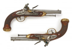 Paire de pistolets d'Officier, modèle 1822, fabrication civile