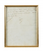 Lettre manuscrite, à l'encre, adressée au Général Clarke par l'Empereur Napoléon : " Monsieur le Général Clarke, j'approuve ce que v...