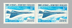 ¤ 45 + 46 'Concorde', 1969 - Terres Australes (T.A.A.F). Poste aérienne, n° 19A. 87 f. bleu, non émis. Paire horizontale, neuve. Cett