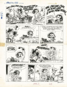 André FRANQUIN1924 – 1997GASTON LAGAFFEGAFFES, BEVUES ET BOULETTESEncre de Chine pour le gag 597, publié dans cet album paru en 1973...