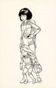 Roger LELOUPNé en 1933YOKO TSUNOEncre de Chine pour une illustration représentant Yoko et Poky en costume de spationaute. Signé en b...