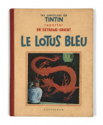 HERGÉTINTIN N°05LES AVENTURES DE TINTIN REPORTER EN EXTREME-ORIENTLE LOTUS BLEUCasterman, 1937. Dos toilé rouge, 4ème plat blanc et ...