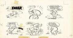 Raymond MACHEROT1924 – 2008KLAXONEncre de Chine pour la demi-planche 2A des aventures du petit canard Klaxon, parue en 1956 dans le ...