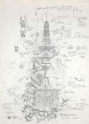 Philippe DRUILLETNé en 1944XCALIBURDessin d’étude au crayon représentant le château Kwodahm. Signé, daté « 98 », cachet de l’artiste...