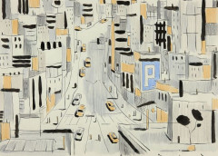 François AVRILNé en 1961PARKINGEncre de Chine et crayon de couleur pour cette illustration de rue new-yorkaise.39 x 28 cm.