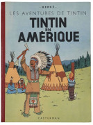 HERGÉTINTIN N°03TINTIN EN AMÉRIQUECasterman, 1945. Édition originale couleur, dos pelior rouge, 4ème plat B1. Titre en rouge à la pa...