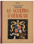 HERGÉTINTIN N°08LE SCEPTRE D’OTTOKARCasterman, 1939. Édition originale noir et blanc, dos toilé rouge, 4ème plat A7. Pages de garde ...