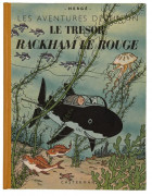 HERGÉTINTIN N°12LE TRÉSOR DE RACKHAM LE ROUGECasterman, 1945. Édition originale, dos pelior jaune, 4ème plat A24 blanc. Pages de gar...