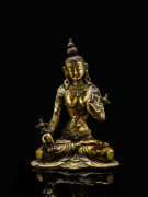 STATUETTE DE BODHISATTVA EN BRONZE DORÉ, SINO-TIBÉTAIN, XIXe SIÈCLE