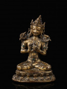 STATUETTE DE BODHISTTVA EN BRONZE DORÉ, SINO-TIBÉTAIN, XVIIe SIÈCLE