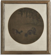 PEINTURE ENCADRÉE, ENCRE ET COULEUR SUR SOIE, CHINE, DYNASTIE QING, XIXe SIÈCLE