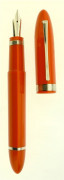 OMAS Mezzo, stylo plume 360 Mezzo. Résine de coton de couleur orange et attributs rhodiés. Plume or 18 carats moyenne, remplissage p...