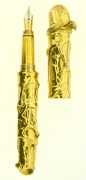 Michel AUDIARD Serpent, stylo plume en bronze doré. Le capuchon est entouré d'un serpent gueule ouverte. Plume or 18 carats fine, re...