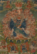 THANGKA DE YAMANTAKA ENCADRÉE, TIBET, XVIIIe SIÈCLE