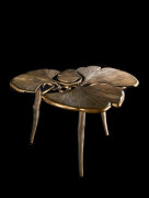 Claude LALANNE (Née en 1924) Table basse « Gingko » - Création 1996 Bronze doré et gravé