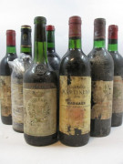 11 bouteilles 1 bt :   LACOSTE BORIE 1999 Pauillac (étiquette très abimée)