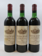 3 bouteilles CHÂTEAU AUSONE 1969 1er GCC (A) Saint Emilion (2 légèrement bas