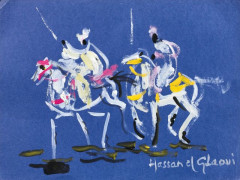 Hassan El GLAOUI Né en 1923 Cavaliers Gouache sur papier