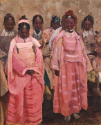 Jacques MAJORELLE 1886 - 1962 Danseuses marocaines à Télouet Huile sur Isorel