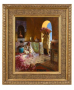 Rudolf ERNST 1854 - 1932 La cueillette des roses Huile sur panneau