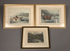 91 + 92 TROIS GRAVURES anglaises sur le thème de la pêche XIXème siècle.