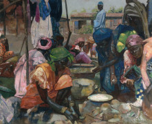 Jacques MAJORELLE 1886 - 1962 Marché à Saint-Louis, Sénégal Huile sur toile