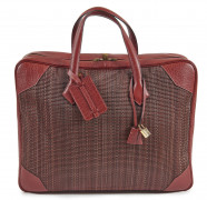 HERMÈS 2003  Sac VICTORIA 45 Buffle skipper bordeaux Crin de cheval teinté rouge et noir Garniture laiton doré  VICT...