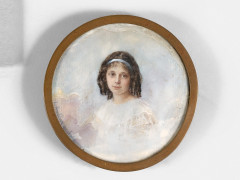 Louise-Marie Rallier du Baty Lorient, 1865 - après 1905, Miniaturiste membre de la Société des Artistes français. Portrait de jeune...