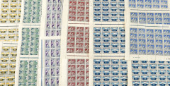 FRANCE Jeux olympiques de Paris, ensemble de timbres de la série n°183 à 186 en bloc et en panneau - Art décoratifs 1925, ensemble...