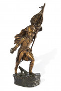 Georges OMERTH (actif autour de 1895-1925) Bonaparte au pont d'Arcole. Bronze à patine médaille bicolore. Signé sur la terrass...