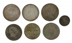 Grande-Bretagne, Victoria, couronne. Chine, dollar. Italie, Naples et Sicile, piastre, 120 grana. Liège 6 sols 1753. Pérou, 8 reales...