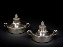 PAIRE DE LÉGUMIERS COUVERTS EN ARGENT Orfèvre Jean-Baptiste Potot, Paris 1800-1809