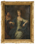 Attribué à Pierre GOBERT Fontainebleau, 1662 - Paris, 1744 Portrait d'une dame de qualité avec une diseuse de bonne aventure Huile s...