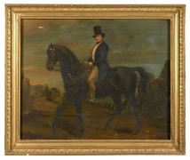 Ecole française du XIXe siècle  Homme à cheval Huile sur toile (toile d'origine)