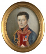 Ecole française, début du XIXe siècle  Portrait présumé de Marie-Nicolas Devergie Miniature ovale cerclée de laiton doré, cadre en b...